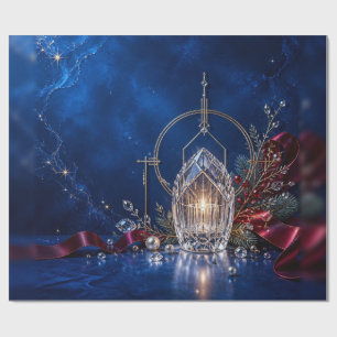 Papel de embrulho de Natal Luxo Safira Jóia