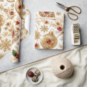 Papel de embrulho de Natal luxuoso burgundy dourad