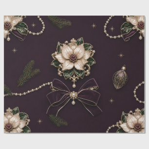 Papel de embrulho de Natal Luxuoso com Poinsettia 