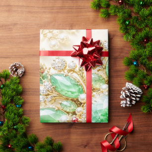 Papel de embrulho de Natal Luxuoso Esmeralda Verde