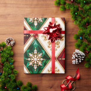 Papel de embrulho de Natal Luxuoso Vermelho Esmera