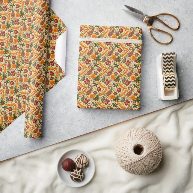 Papel de embrulho de Natal Marigold Paisley (Artesanato)