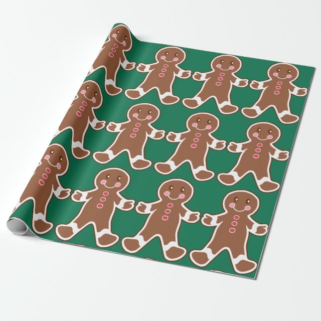 Papel de embrulho de Natal Meninos de Pão de Mel (Desenrolado)