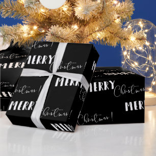 Papel de embrulho de Natal Minimalista Preto
