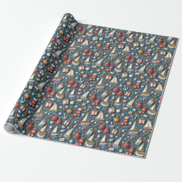Papel de embrulho de Natal náutico