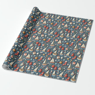 Papel de embrulho de Natal náutico