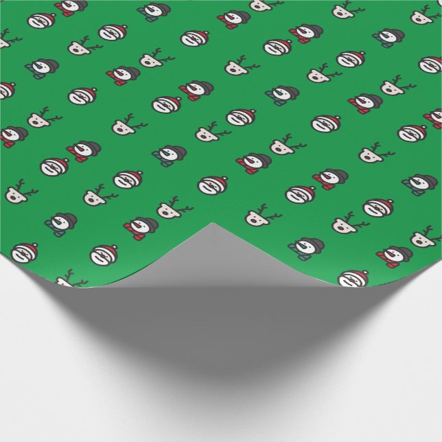 Papel de embrulho de Natal - Neve - Papais noeis (Ponta)