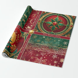 Papel de embrulho de Natal ornamentado com texto