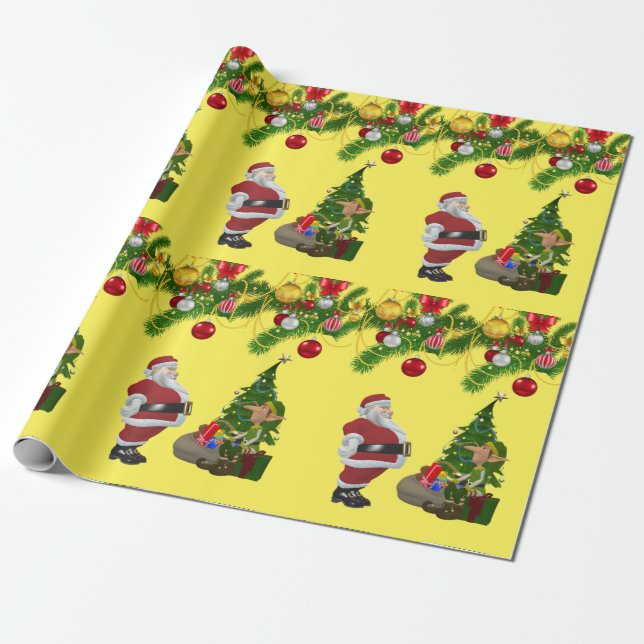Papel de embrulho de Natal Papai Noel (Desenrolado)