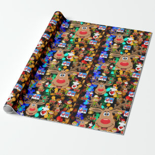 Papel de embrulho de Natal Papai Noel