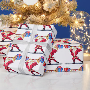 Papel de embrulho de Natal Papai Noel com presente