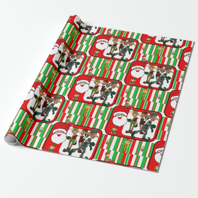 Papel de embrulho de Natal Papai Noel Elfo (Desenrolado)