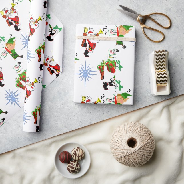 Papel de embrulho de Natal  Papai Noel Elfo Boneco (Artesanato)