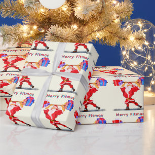 Papel de embrulho de Natal Papai Noel Fitness