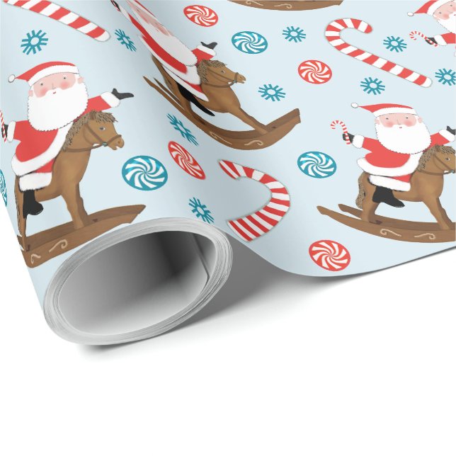 Papel de embrulho de Natal para amantes de cavalos (Ponta do rolo)