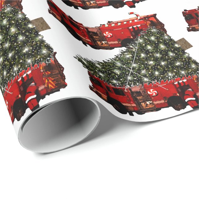 Papel de embrulho de Natal para bombeiro (Ponta do rolo)