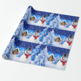 Papel de embrulho de natal para boneca de inverno