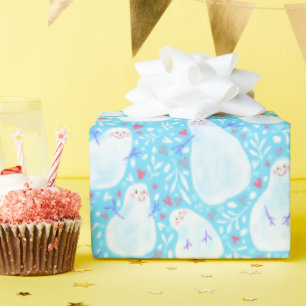 Papel de embrulho de Natal para boneco de neve