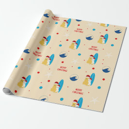 Papel de embrulho de Natal para cães surfistas na