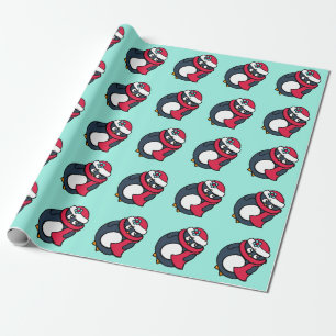 Papel de embrulho de Natal para crianças Pinguins