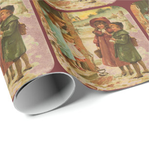 Papel de embrulho de Natal para crianças vitoriana