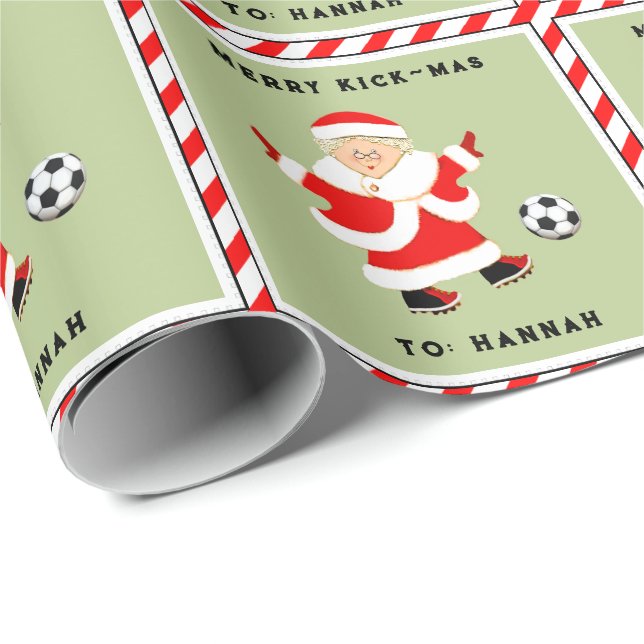 Papel de embrulho de Natal para futebol feminino (Ponta do rolo)