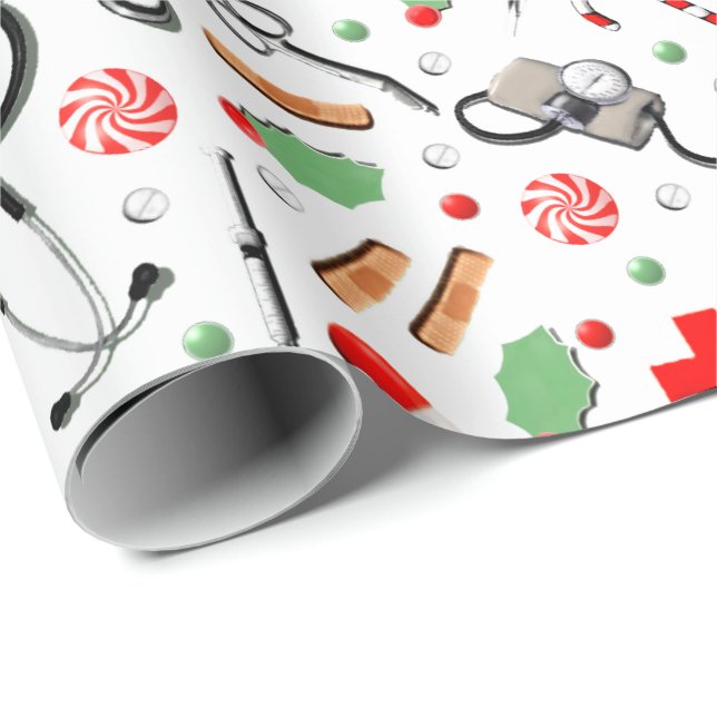 Papel de embrulho de Natal para médicos ou enferme (Ponta do rolo)