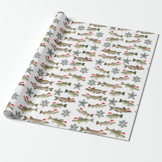 Papel de embrulho de Natal, peixe, pescador