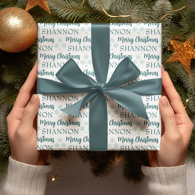 Papel de embrulho de Natal personalizado (Celebrate someone special this holiday with this personalized Christmas wrapping paper! )
