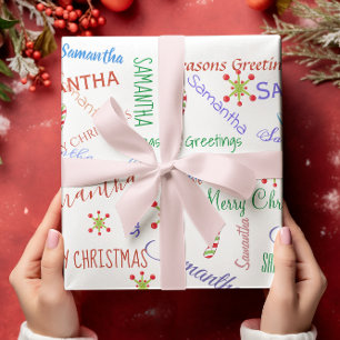 Papel de embrulho de Natal personalizado com nome