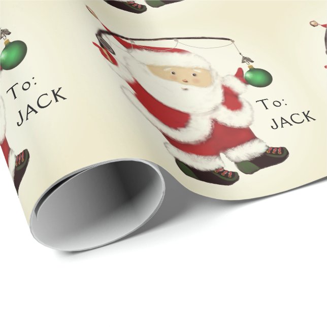 Papel de embrulho de Natal personalizado para pesc (Ponta do rolo)