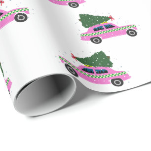 Papel de embrulho de Natal Pink Cab Taxi