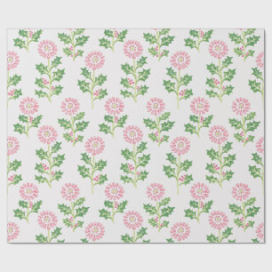 Papel de embrulho de Natal Pink Daisy e Holly Bran