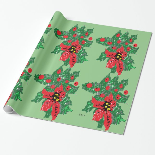 Papel de embrulho de Natal : POINSETTIAS (Desenrolado)