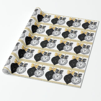 Papel de embrulho de Natal prateado e dourado eleg