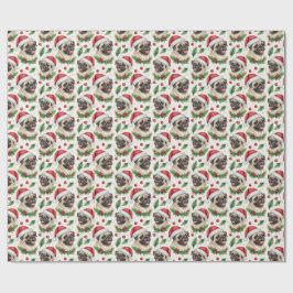 Papel de embrulho de Natal Pug