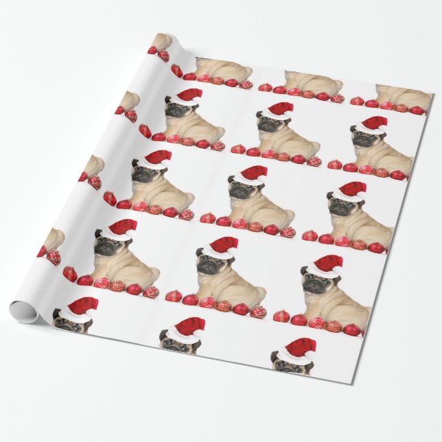 Papel de embrulho de Natal Pug (Desenrolado)