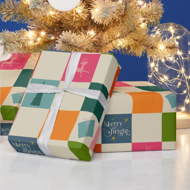 Papel de embrulho de Natal Retro Alegre e Brilhant (Feriados)