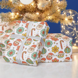 Papel de embrulho de Natal retrô Vibrações Alegres