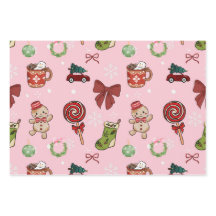 Papel de embrulho de Natal Rosa Divertido