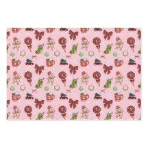 Papel de embrulho de Natal rosa doce