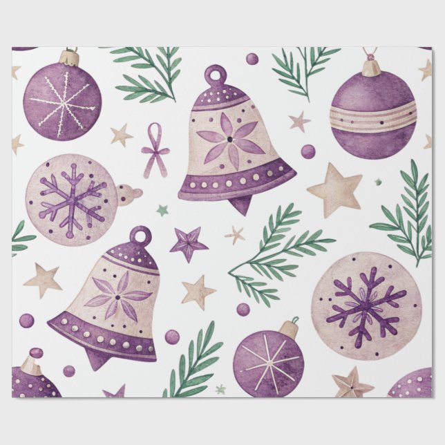 Papel de embrulho de Natal roxo de luxo em rolo –  (Aberto)