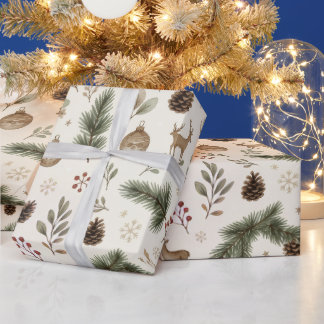 Papel de embrulho de Natal rústico da floresta