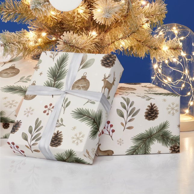 Papel de embrulho de Natal rústico da floresta (Feriados)