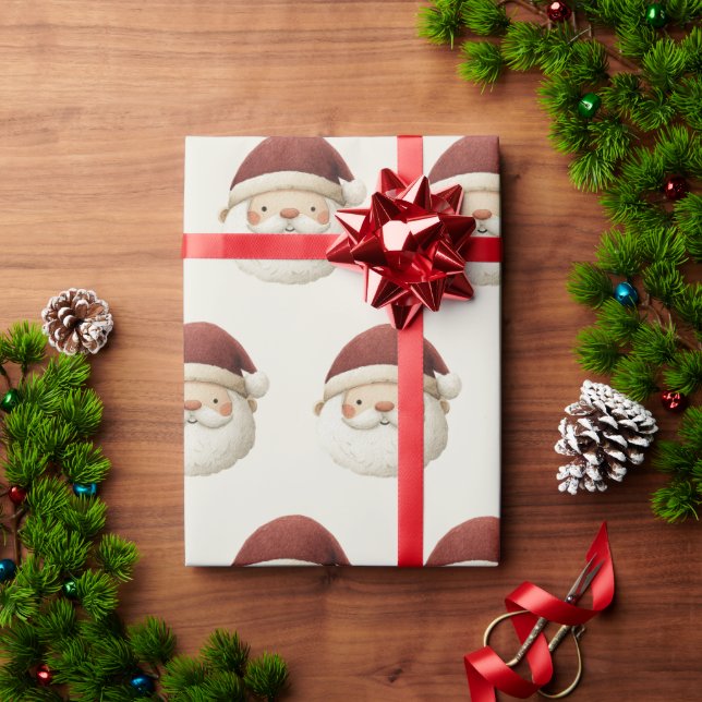 Papel de embrulho de Natal rústico Papai Noel Verm (Presente de Natal)