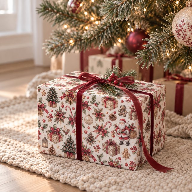 Papel de embrulho de Natal Santa & Presentes (Criador carregado)