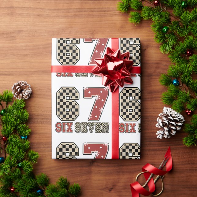 Papel de embrulho de Natal Six Seven 67 Meme (Presente de Natal)
