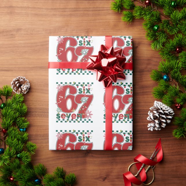 Papel de embrulho de Natal Six Seven 67 Meme Xmas  (Presente de Natal)