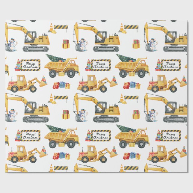 Papel de embrulho de Natal tema de construção (Aberto)
