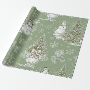 Papel de embrulho de Natal Toile de inverno verde 